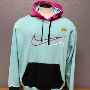 Nike Miami Vice Club Sportswear Pullover Hoodie Black Teal Pink Men’s Sz XL Rare